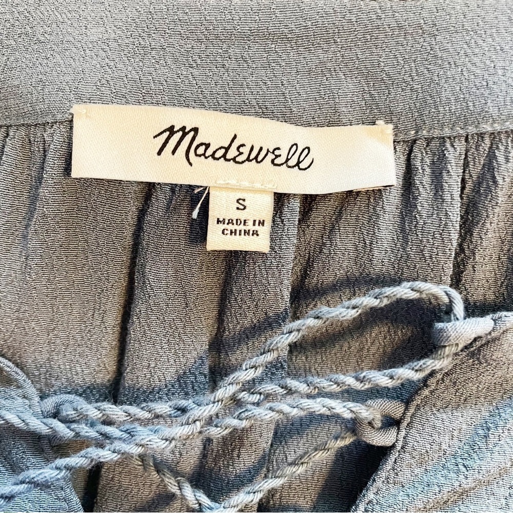Madewell Lightweight Blue Lace Up Peasant Top Blouse Size Small Style G0697 - Picture 5 of 6